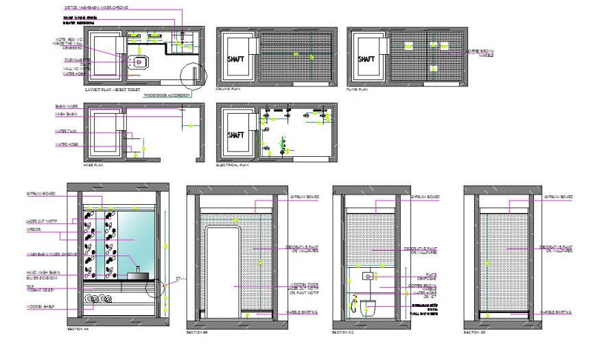 Bathroom elevation design dwg file