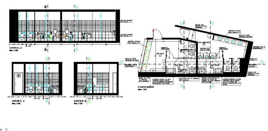 Bathroom front elevation and plan