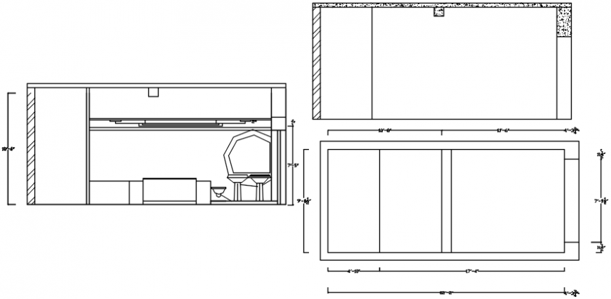 Bathroom front elevation details and plan