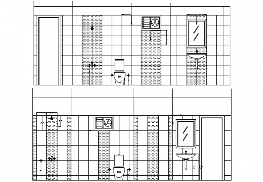 Bathroom front elevation details model