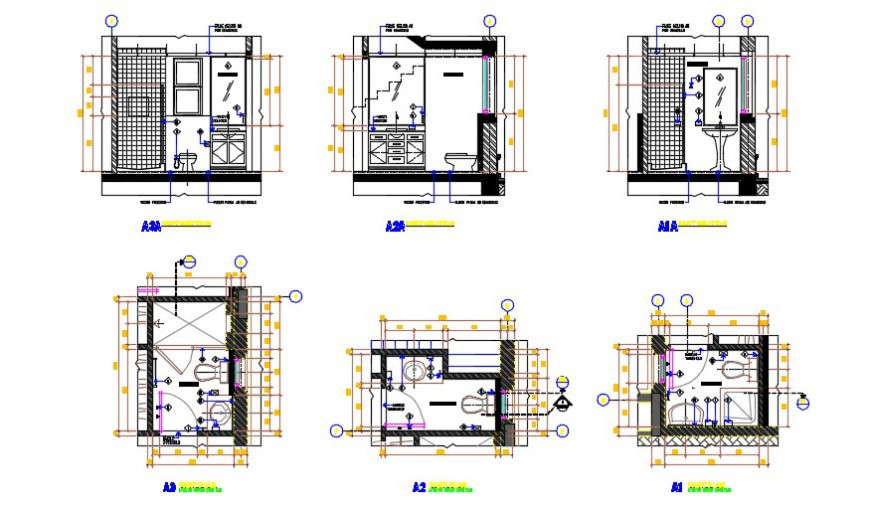 Bathroom furniture sectional detail 2d elevation detail dwg file