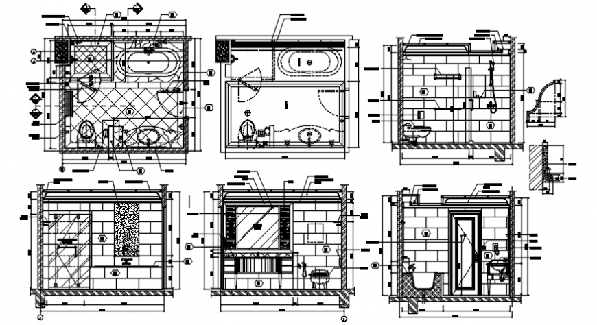 Bathroom plan and elevation in AutoCAD file