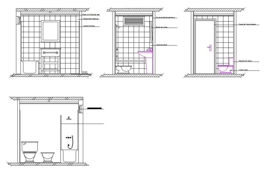 Bathroom sectional elevation design