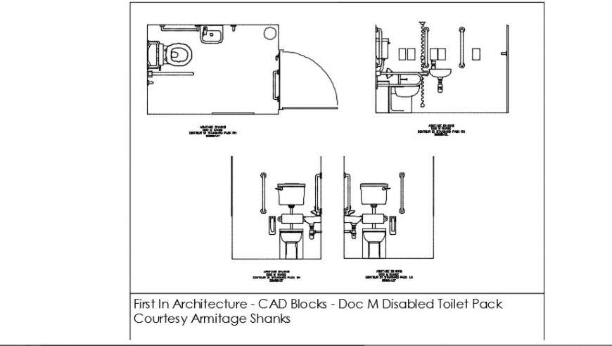 Bathroom sectional front and side elevaations detail dwg file