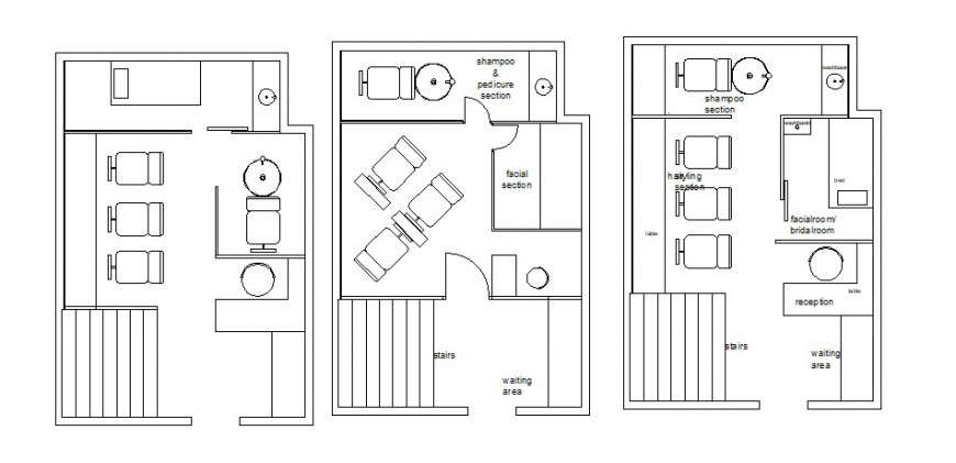 Beauty parlor floor plan in AutoCAD file 
