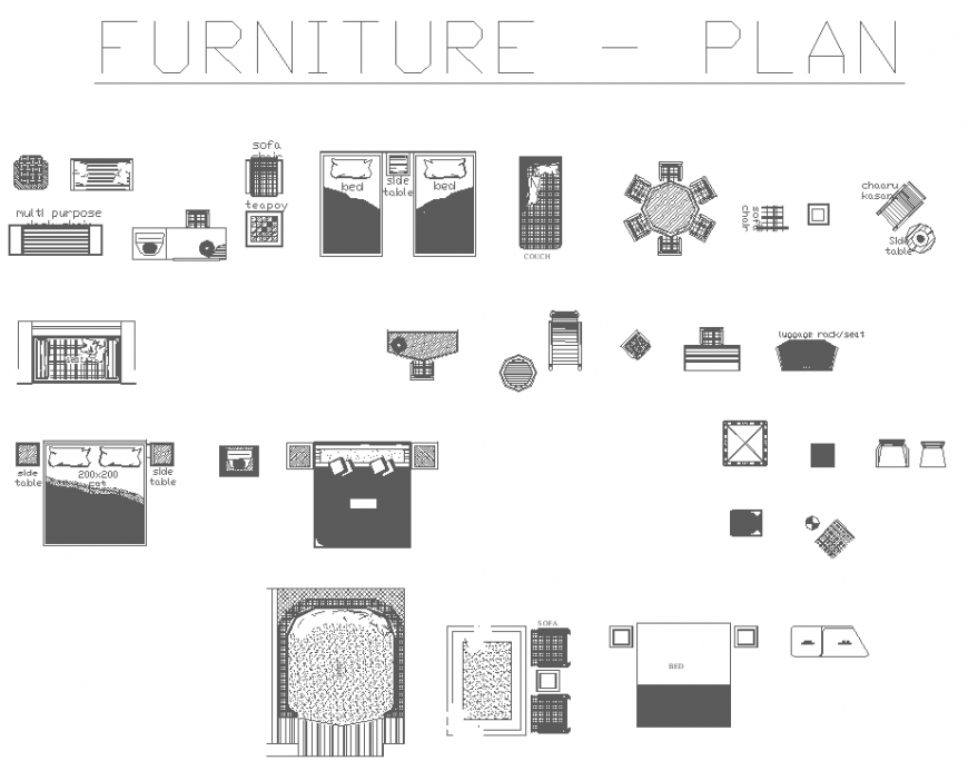 Bed plan with detail dwg file.