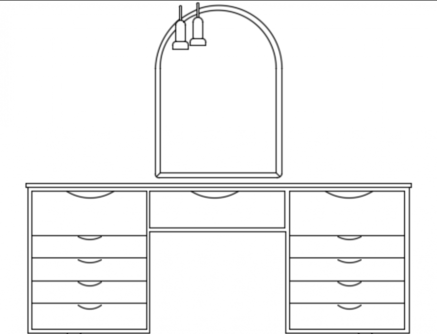 Bedroom vanity unit elevation
