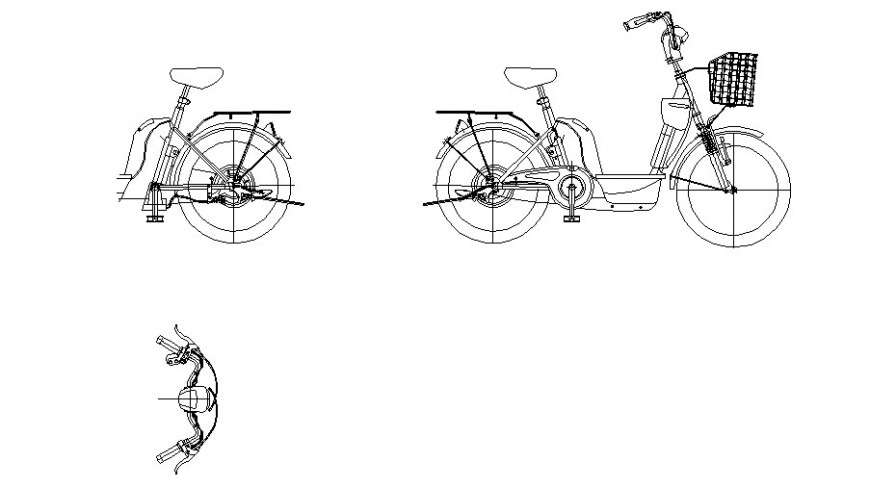 Bicycle 2d drawing in AutoCAD file.