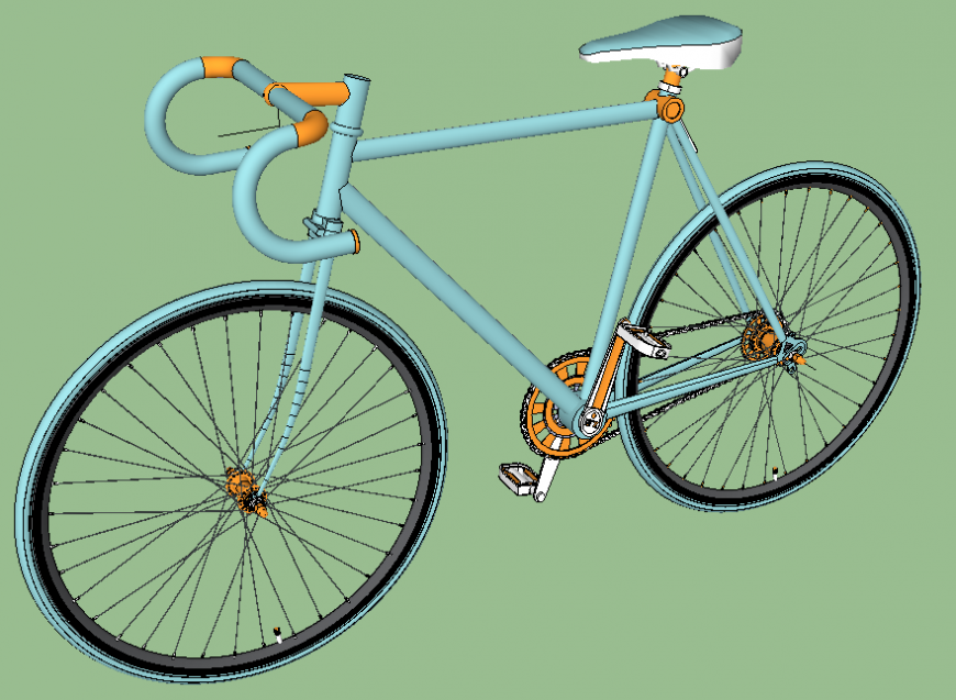 Bicycle detail elevation 3d model sketch-up file