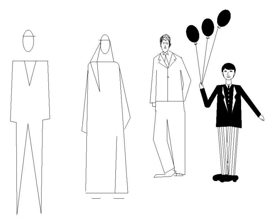 Block of people in different position in auto cad file