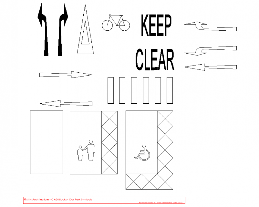 Blocks Car Park Symbols Imperial detail dwg file