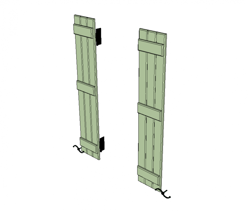 Board and batten shutters detail elevation 3d model layout Sketchup file