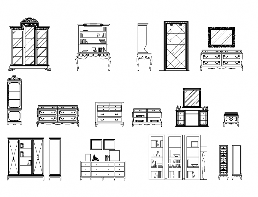 Bookcases and dressers plan layout file