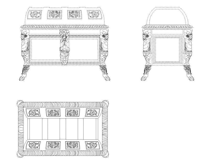 Box cabinet CAD blocks with front top and side elevation details