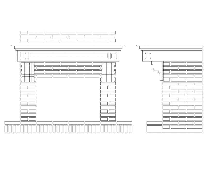 Brick fireplace plan layout file