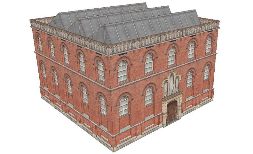 Brick house building of 19 sanctuaries in sketch up software