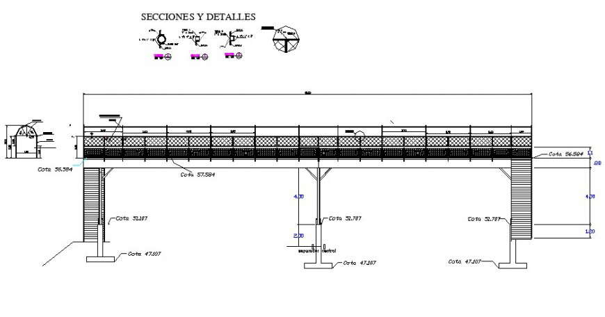 Bridge construction blocks 2d view CAD structural block autocad file