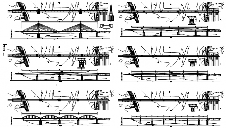 Bridge design plan and elevation in AutoCAD file