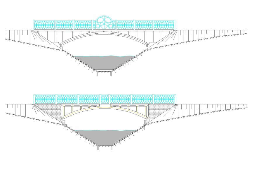 Bridge elevation view plan autocad file