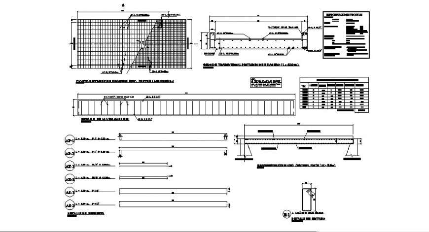 Bridge RCC structural block 2d drawing in autocad