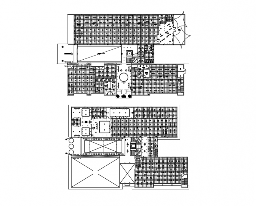 Building ceiling plan and structure details dwg file
