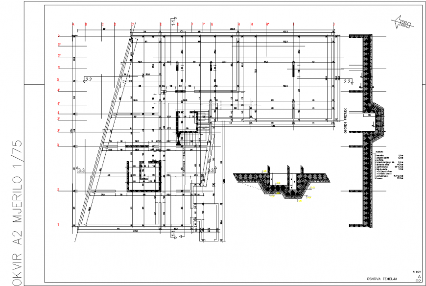 Building foundation drawing in dwg file.