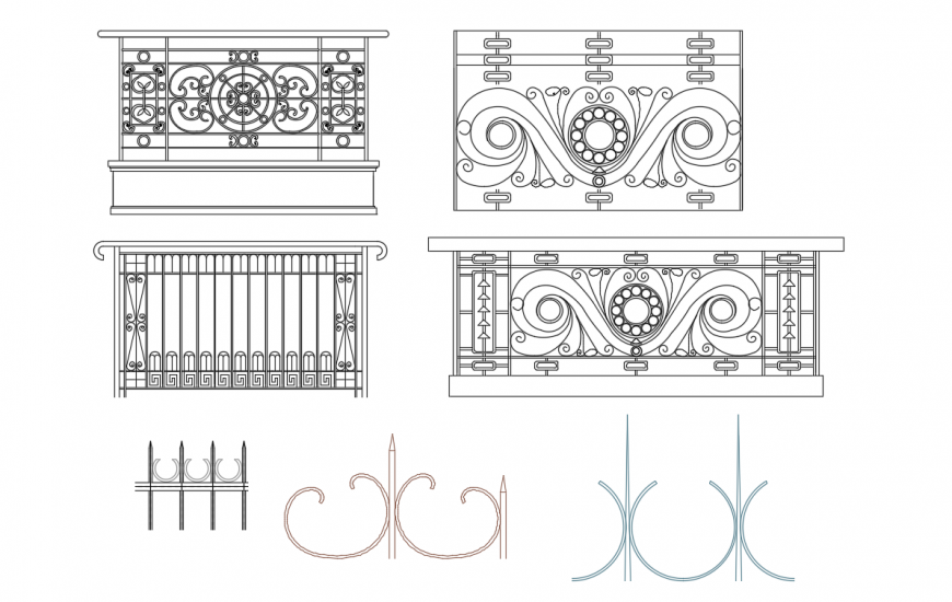 Building outer Side Railing Design DWG file