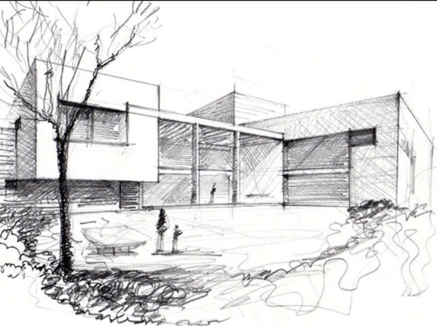 Bungalow 2d sketch detail front elevation detail