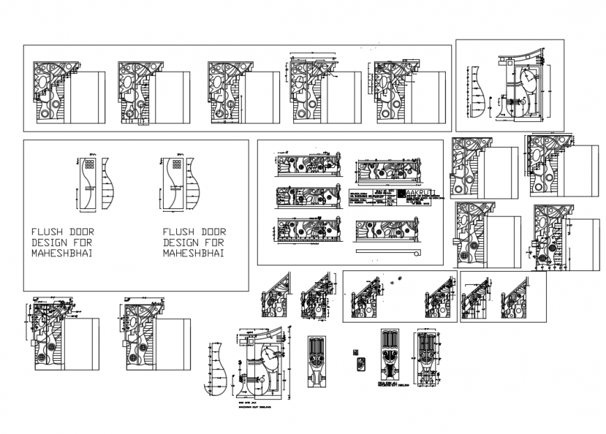 Bungalow doors elevations and installation details dwg file