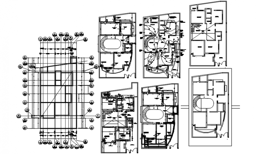 Bungalow floor distribution and electrical layout plan cad drawing details dwg file