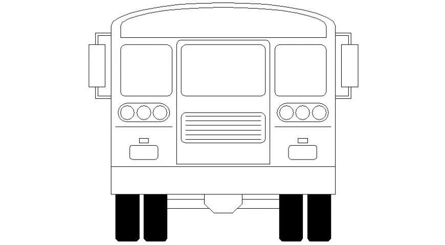 Bus front elevation in vehicle block of AutoCAD file
