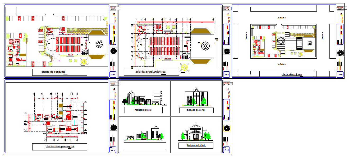 DWG drawing of church architecture plan for design use