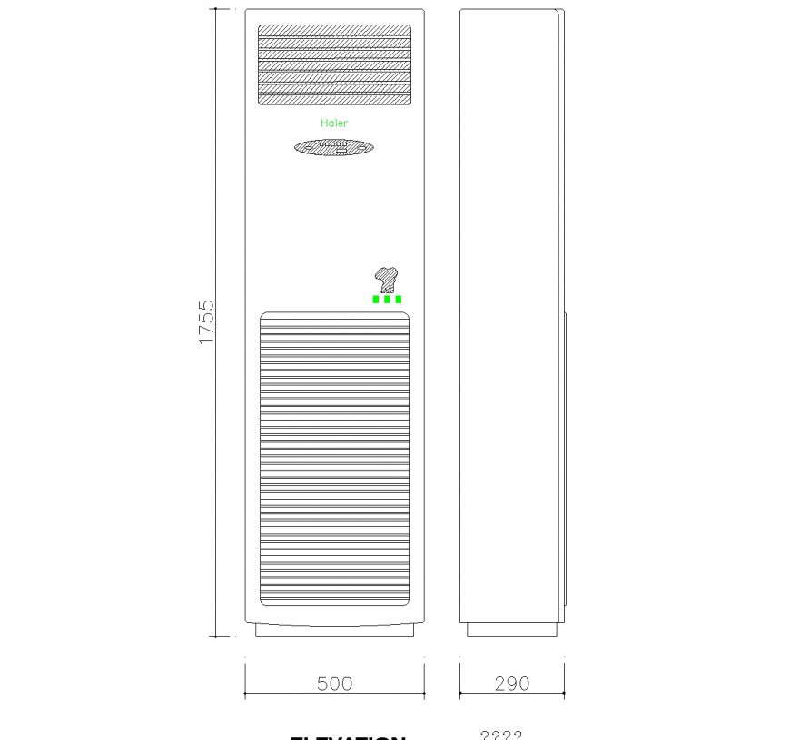 Cabinet air conditioner cad block dwg file