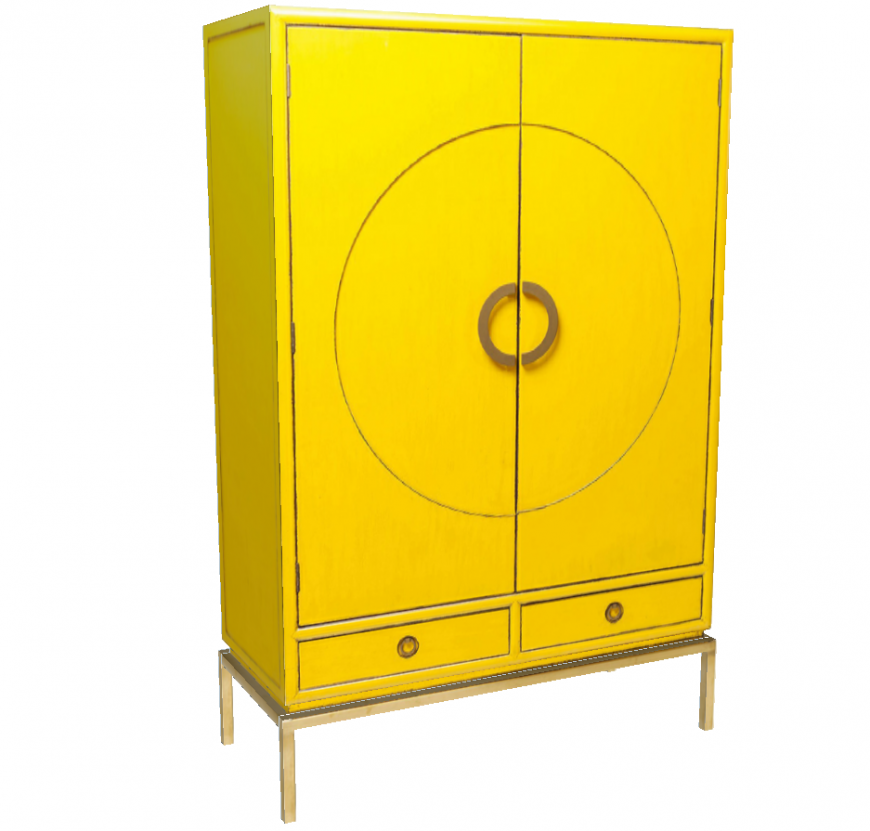Yellow Cabinet Desk 3D CAD Design for Interior Spaces