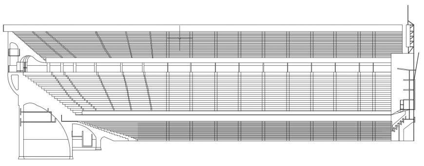 CAD 2d view drawings of audience seating arrangement dwg file