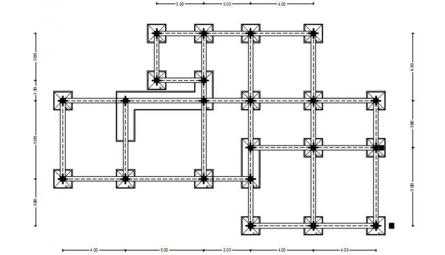 CAD construction details of foundation footing structure block dwg file