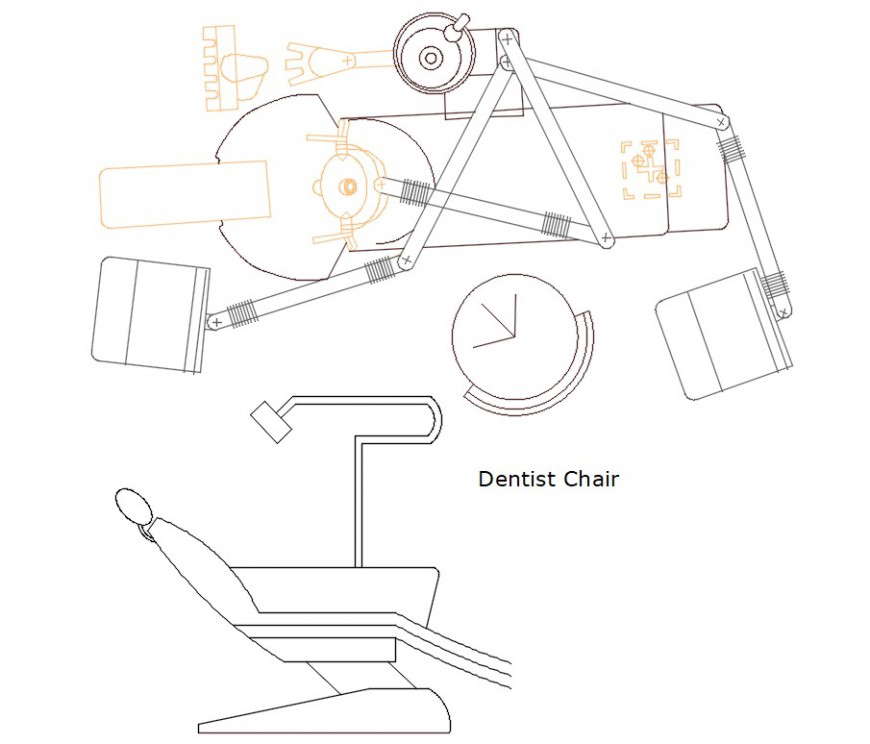 Cad drawings details  of dentist chair
