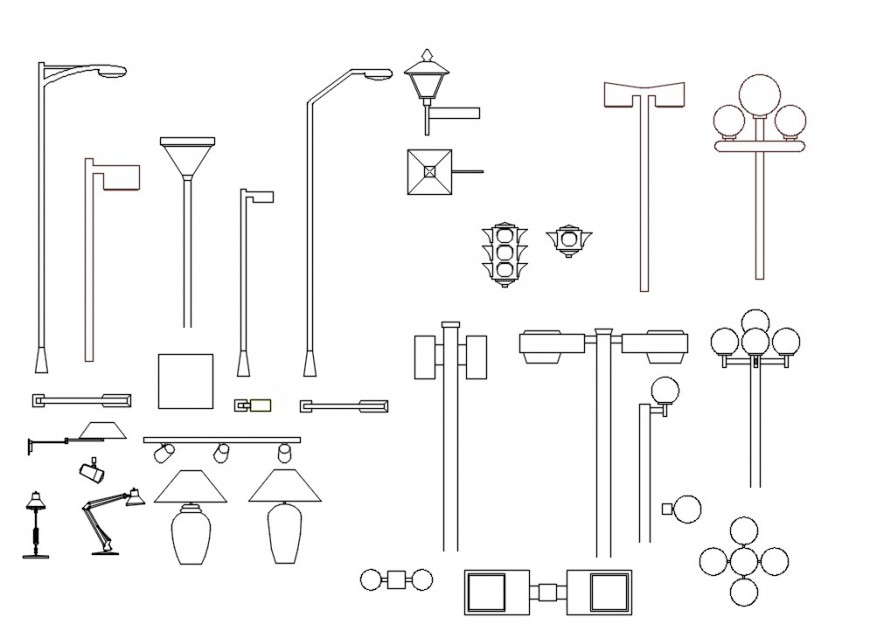 CAd drawings details  of types of lights