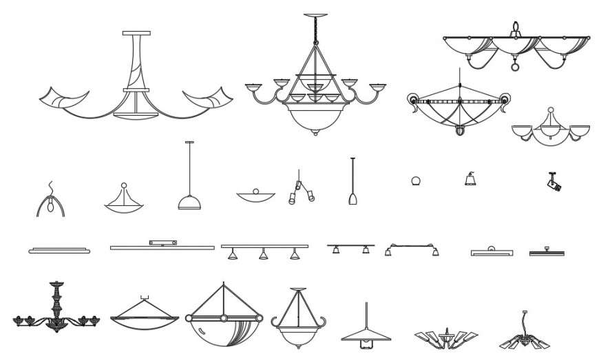 CAd drawings details of  ceiling chandelier