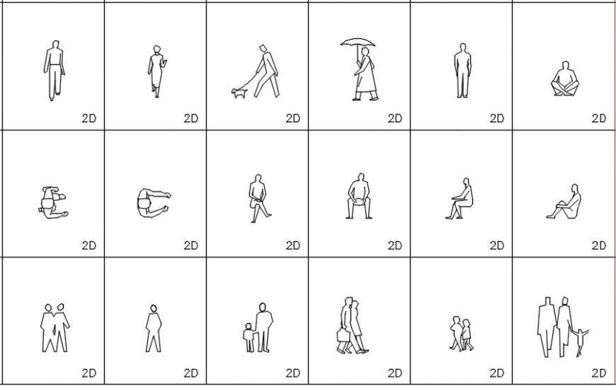 Cad drawings details of  front   view of kinds of  people activity  