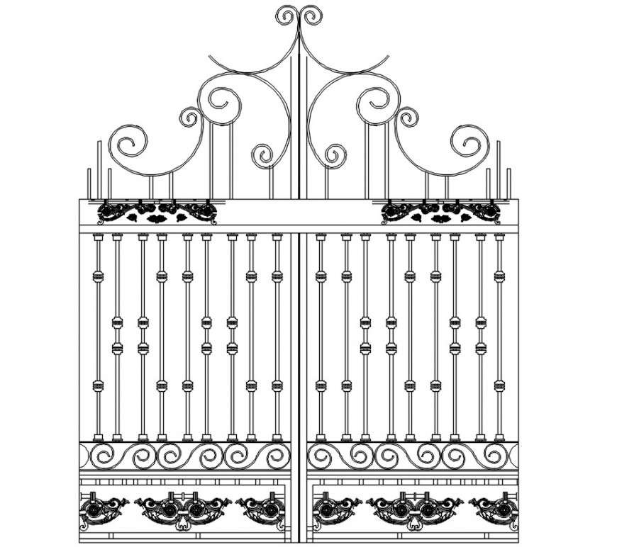 Cad drawings details of  top elevation of door outlet design