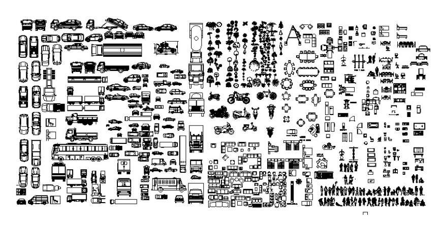 CAd drawings details of  top view of car,bike and other drawing