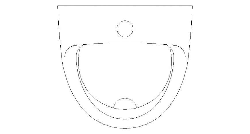 Cad drawings details of  top view stylish  semi circled washbasin for washroom 