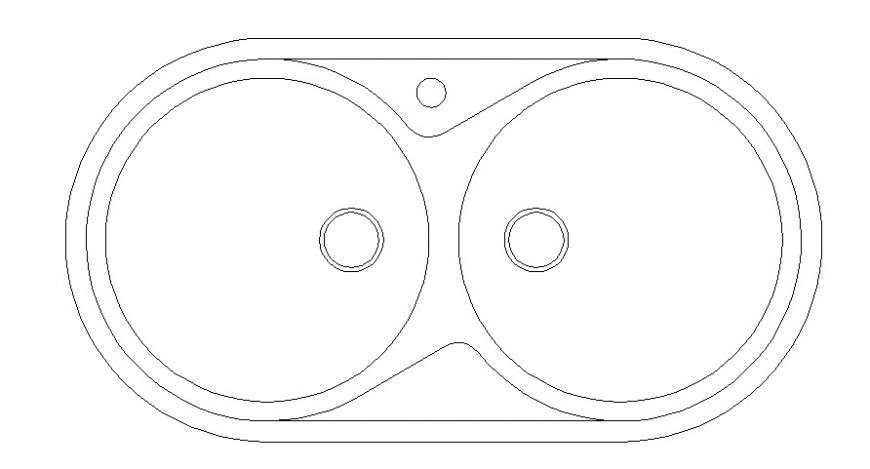 Cad drawings details of  top wash basin circled  inner