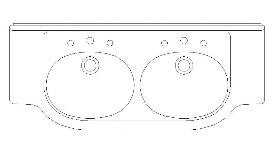CAd drawings details of  top wash basin circled with platform for vessels inner