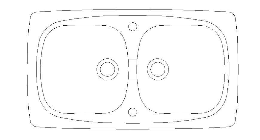 CAd drawings details of  top wash basin curvy between two