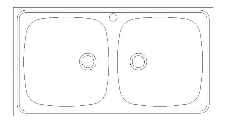 Cad drawings details of  top wash basin rectangle
