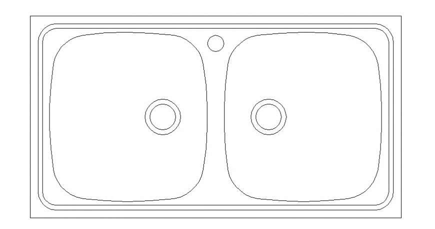 Cad drawings details of  top wash basin rectangle inner