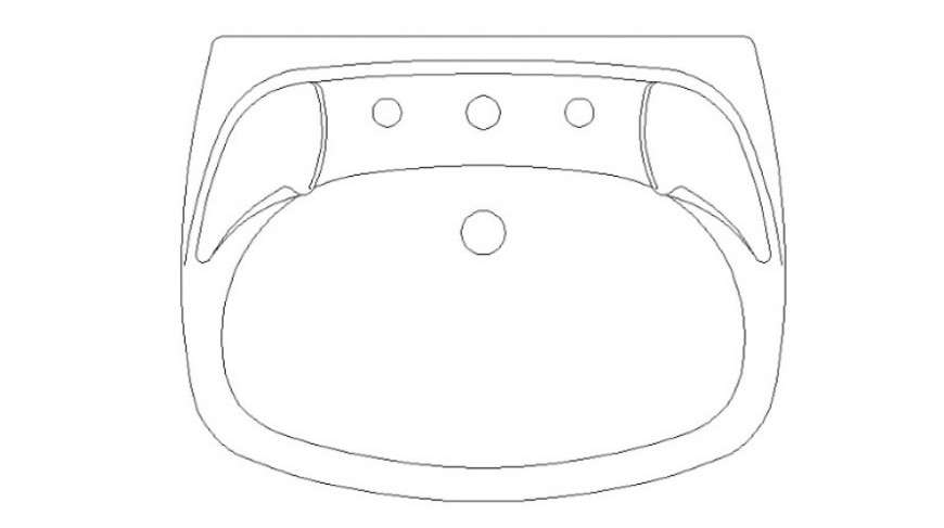 Cad drawings details of  top wash basin washroom  square