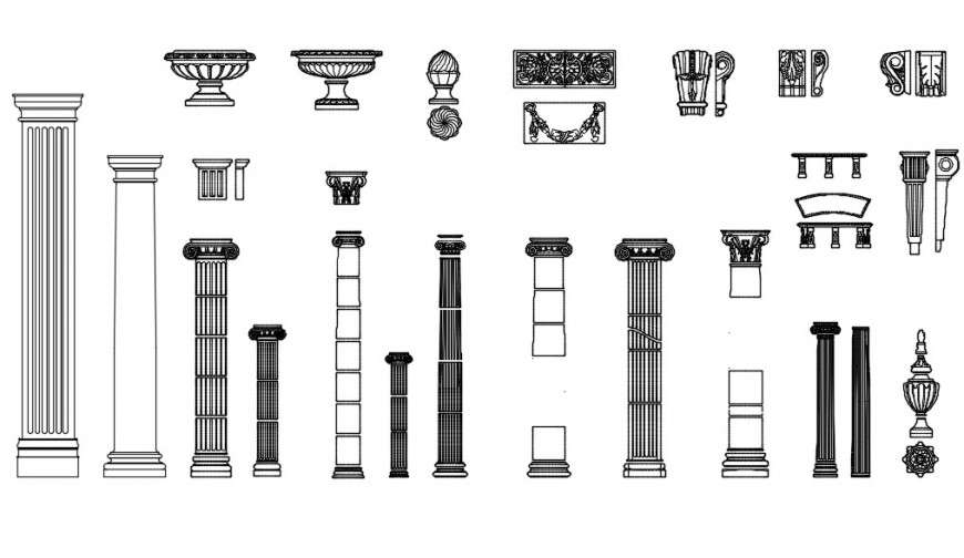 CAd drawings details of   side elevation of long pillars